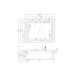 Vasca Idromassaggio per 2 BABILON Bianca XXL Autoportante Forma Rettangolare con Funzione Massaggio ad Aria e Immersione Completamente Attrezzata in ABS - Product Image 3