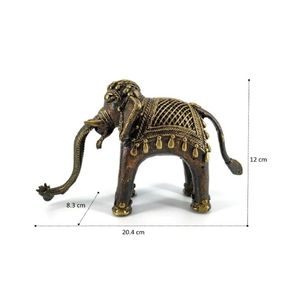 Sculpture d'éléphant décorative en laiton massif, couleur bronze, 8 pouces, figurine de table, décoration d'intérieur, cadeau, artisanat indien - Product Image 4