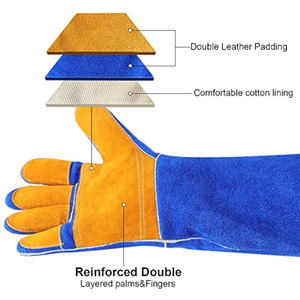 Gants de sécurité RABIXO SPORTS en cuir à manches longues avec fermeture à glissière pour le contrôle des animaux, vente en gros - Product Image 2