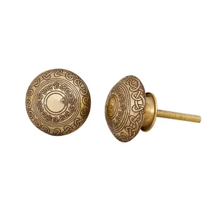 MUGHALCRAFTS Handmade Vintage Brass Drawer Knobs Decorative for Cabinets Dressers Bedrooms Bathrooms <b>Kitchens</b> and Wardrobes - Product Image 1