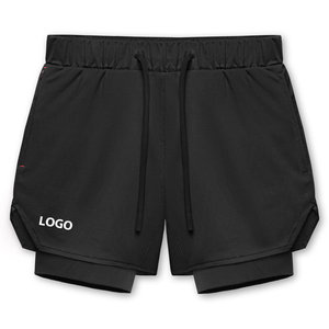 Pantalones cortos de doble capa para hombre, diseñados para una intensidad de entrenamiento, con propiedades de secado rápido que brindan a los usuarios estabilidad concentrada y un entrenamiento mejorado. - Product Image 1