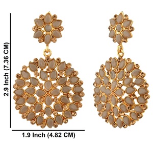 Indian Maang Tikka Pendientes Set Bollywood Crystal Rhinestone Head Chain Dangle Jhumka Pendientes Conjunto de joyería - Product Image 3