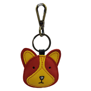 Personnalisé à la main dessin animé mignon chiot forme voiture porte-clés en cuir véritable animal charme pour sac voiture pendentif - Product Image 1