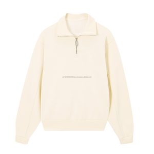 Sweatshirts surdimensionnés à demi-fermeture éclair avec col montant Sweatshirts à capuche vierges lourds personnalisés 3d en relief Mock Neck Zipper Sweatshirts - Product Image 3