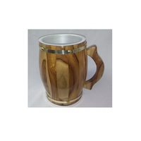 Tasse en bois de mangue dernière conception pour la maison tasse à boire de meilleure qualité pour le lait tasse à café en bois de mangue à l'intérieur de l'acier inoxydable