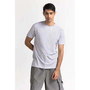 Grey <b>White</b> Striped Knitted T-<b>Shirt</b> with <b>Long</b> Length Printed Designer TS-CNSJ24-096 Model Silk Screen Printing Plain Dyed Pattern - Product Image 6