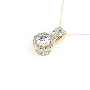 Collier pendentif en moissanite taille ronde style halo pour femme, en argent sterling et plaqué or, design classique - Product Image 1