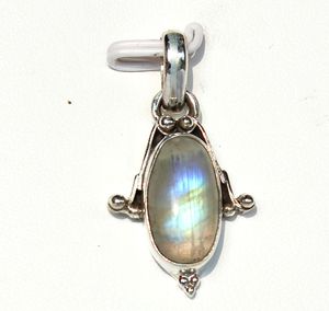 Réglage de la lunette pierre de lune brillante de créateur en argent Sterling 925 collier pendentif unisexe pierres de cristal de guérison naturelles - Product Image 5