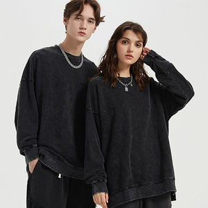 Alta calidad calle personalizada 100 algodón cuello redondo Oversize Wash hombres sudadera venta al por mayor sudaderas con capucha para mujeres - Product Image 1
