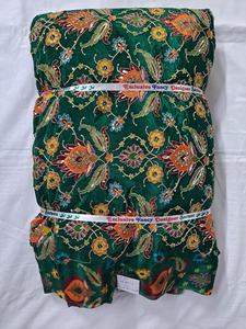 Top Rated Pure Crepe Leaf and flower Embroidered Breathable <b>Eco</b>-<b>Friendly</b> <b>Fabric</b> Position Print Natural Textile Designer - Product Image 3