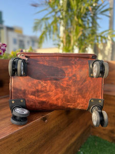 Bolsas de equipaje de cuero de vaca hechas a mano Real, bolsa de carrito de cuero de piel con múltiples usos, Maleta de viaje Unisex de gran tamaño multiusos - Product Image 6