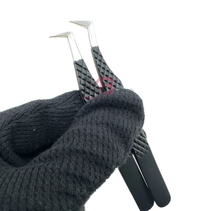 Pinces à extensions de cils en volume russe et méga volume, volume à 90 degrés, acier inoxydable japonais, marque privée, noir mat - Product Image 1