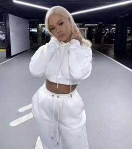 Sudadera recortada para mujer, Top corto con capucha, logotipo personalizado, Top de algodón con cordón, Sudadera con capucha, sudaderas deportivas recortadas para mujer - Product Image 5