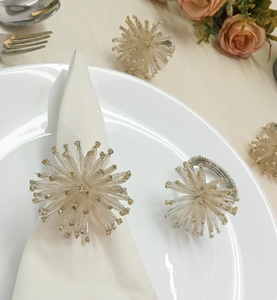 Rond de serviette perlé fait à la main fleur. Un ensemble de 4 ronds de serviette - Product Image 3