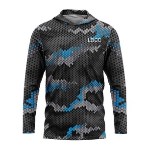 Chemise de pêche à capuche personnalisée pour fournisseur, protection solaire UPF 50, antibactérienne, anti-humidité, 100 % polyester, en vente - Product Image 2