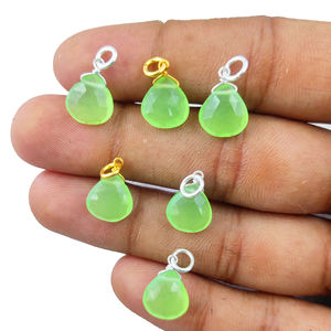 Pendentif en argent sterling 925 avec pierre précieuse en chalcédoine verte en forme de briolette de 10 mm, enroulé autour d'un fil, en forme de cœur, accessoire pour la fabrication de colliers et de boucles d'oreilles - Product Image 2