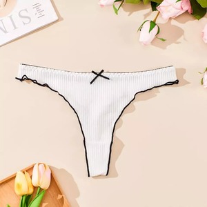Bragas de bikini de punto de tiro bajo de poliéster 100% para mujer con logotipo personalizado OEM, ropa interior transpirable antibacteriana ecológica - Product Image 6