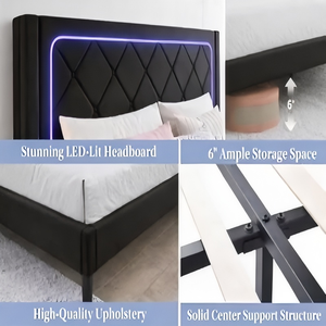 Letto <span class=keywords><strong>Matrimoniale</strong></span> Moderno di Lusso in Velluto Nero, Imbottito, per Arredamento Camera da Letto d'Hotel - Vendita all'Ingrosso - Product Image 4