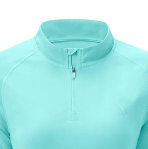 Camiseta de Algodón de Talla Grande, Manga Larga, Cierre de Cremallera de un Cuarto, Cuello Camisero, Transpirable, Ecológica, Informal, de Color Sólido, de Secado Rápido, a la Moda - Product Image 3