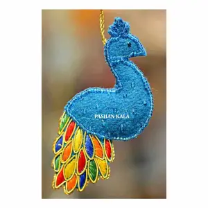 Peacock Chủ Đề Zari Thêu Đồ Trang Trí Giáng Sinh Tùy Chỉnh Hình Dạng Treo Đồ Trang Trí Cho Giáng Sinh Bên Trang Trí Trong Giá Tốt