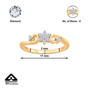 Bague en or jaune sertie de diamants floraux pour femmes - Product Image 5