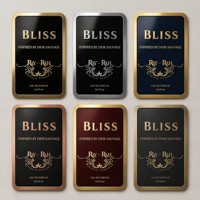 Label Logam Kustom Bersertifikasi ISO9001, Stiker Label Aluminium Logo 3D Timbul untuk Botol Parfum dan Anggur