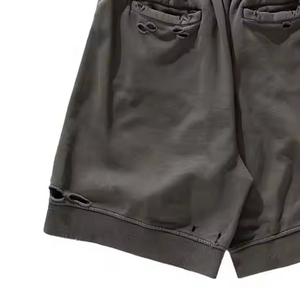 Short de détresse personnalisé pour hommes, confortable, élastique, en molleton de coton, motif solide avec poches, taille 6XL, short de détresse uni pour la sueur - Product Image 6