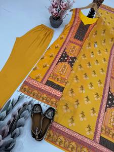 NOUVEAU SALWAR KAMEEZ MODERNE EN SOIE NATURELLE LOURDE À IMPRESSION NUMÉRIQUE ET TRAVAIL MANUEL POUR SOIRÉE - Product Image 5