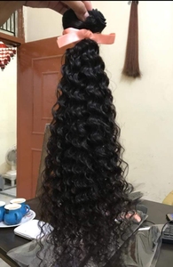 Extensiones de cabello Remy Cabello Natural Rizado Extensiones de cabello humano crudo Duran hasta 2 años Se pueden blanquear o teñir en el más ligero - Product Image 2