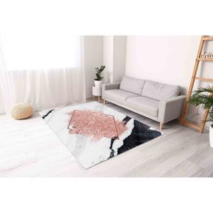 Alfombra Rosa con Efecto Mármol Brillante: Alfombra Decorativa Contemporánea, Alfombra Estampada, Alfombra Suave No Tejida - Product Image 4