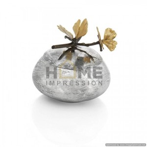 Nouveaux bols de service en métal de luxe, motif papillon et Ginkgo, dorés, design antique, vente en gros, best-seller - Product Image 5