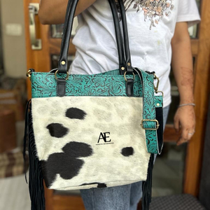 Bolso de mano con flecos de cuero de piel para mujer, bolso de mano con estampado de Color en relieve, Vintage, para axilas, para mujer - Product Image 1