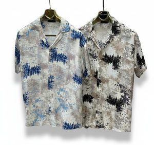 Chemise Homme Florale Moderne à Manches Courtes Coupe Décontractée Légère en Satin Design Estival Élégant Tenue Décontractée Écologique Infroissable - Product Image 1