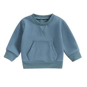 Venta al por mayor logotipo personalizado bordado 100% algodón orgánico transpirable niños sudadera otoño pulóver manga larga colores personalizados - Product Image 1