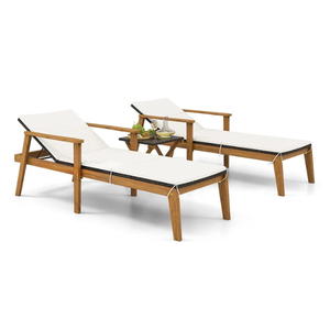 Chaise de jardin en teck massif avec structure en bois et rembourrage en mousse, au design moderne et minimaliste - Product Image 2