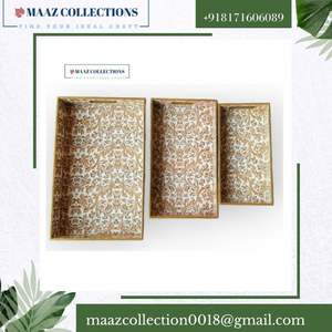 ชุดถาดไม้ MDF อเนกประสงค์ทนทานพิมพ์ลายเคลือบสำหรับใช้ในบ้าน-ถาดเสิร์ฟอาหารแบบทนความร้อนในครัว - Product Image 5