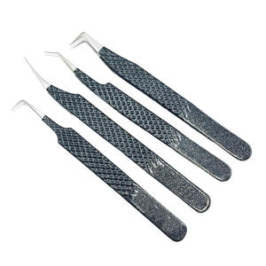 Pinzas para pestañas de alto grado, Punta puntiaguda, pinzas para pestañas de acero inoxidable alemán recubiertas de Colo negro para belleza - Product Image 1