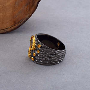 Rajasthani 925แฮนด์เมดเงินสเตอริงผู้หญิงแหวนงานแต่งงานอัญมณีซิทรีนธรรมชาติเครื่องประดับชั้นดีสำหรับงานปาร์ตี้ - Product Image 2