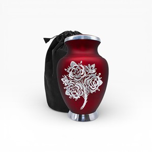 Urna Conmemorativa Azul Océano Profundo con Acabado Pulido y Bandas Florales Plateadas para una Elegante Homenajeación - Product Image 4