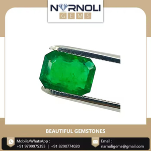 Esmeralda verde natural sin pulir, gema sin tallar de Zambia, con medidas de 8.8 x 6.4 mm, para la elaboración de joyería artesanal con envoltura de alambre. - Product Image 2