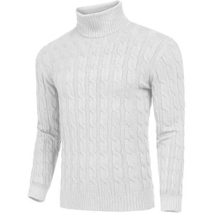Pulls d'hiver pour hommes coupe ajustée anti-rides avec col rond pull en polyester de couleurs unies - Product Image 3