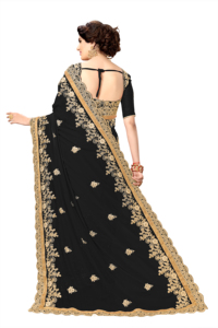 Trendmalls ชุดสตรีสีดำผ้าส่าหรีงานแต่งงานแบบลำลองปักลายเสื้อแบบไม่มีตะเข็บ (K810) เสื้อผ้าปากีสถานอินเดียขายส่ง - Product Image 2