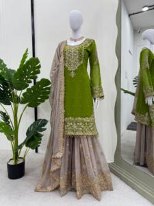 Beautiful <strong>Designer</strong> <strong>Suit</strong> And Plazzo-Dupatta With Coding &amp; Sequence Work - Product Image 6