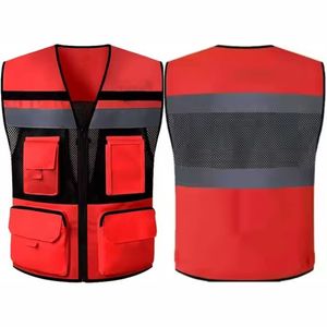 เสื้อกั๊กนิรภัยปรับแต่งโลโก้ได้สำหรับผู้ชายกระเป๋าทำงาน5มิติสะท้อนแสงมองเห็นได้ชัดเจน - Product Image 4