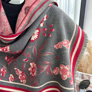 ผ้าพันคอผ้าแจ็คการ์ดลายดอกไม้สำหรับผู้หญิงผ้าพันคออะคริลิกคล้ายแคชเมียร์ผ้าโพลีเอสเตอร์เนื้อนุ่มขอบสง่างามแฟชั่นฤดูใบไม้ร่วงฤดูหนาว - Product Image 6