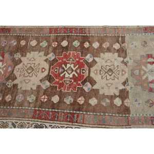 พรมขนาด 3.8x9.3 ฟุต, พรมตุรกีโบราณ, พรมขนสัตว์ลายสัตว์สีน้ำตาล - Product Image 5