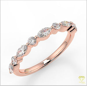 Bague élégante Marquise et ronde en plaqué or blanc, parfaite pour mariage, fiançailles - Product Image 4