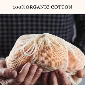 Sacs en filet 100% coton biologique pour courses et produits frais, petits, 7 pouces, à cordon, tendance, pour légumes et fruits, durables - Product Image 2