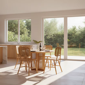 Table de cuisine au design moderne en bois de teck véritable pour meubles de maison et meubles de cuisine - Product Image 1