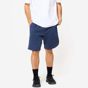 Pantalones cortos de lana azul oscuro para hombre, logotipo personalizado, ropa de calle hasta la rodilla, pantalones cortos con cordón, estilo informal, patrón ecológico - Product Image 5